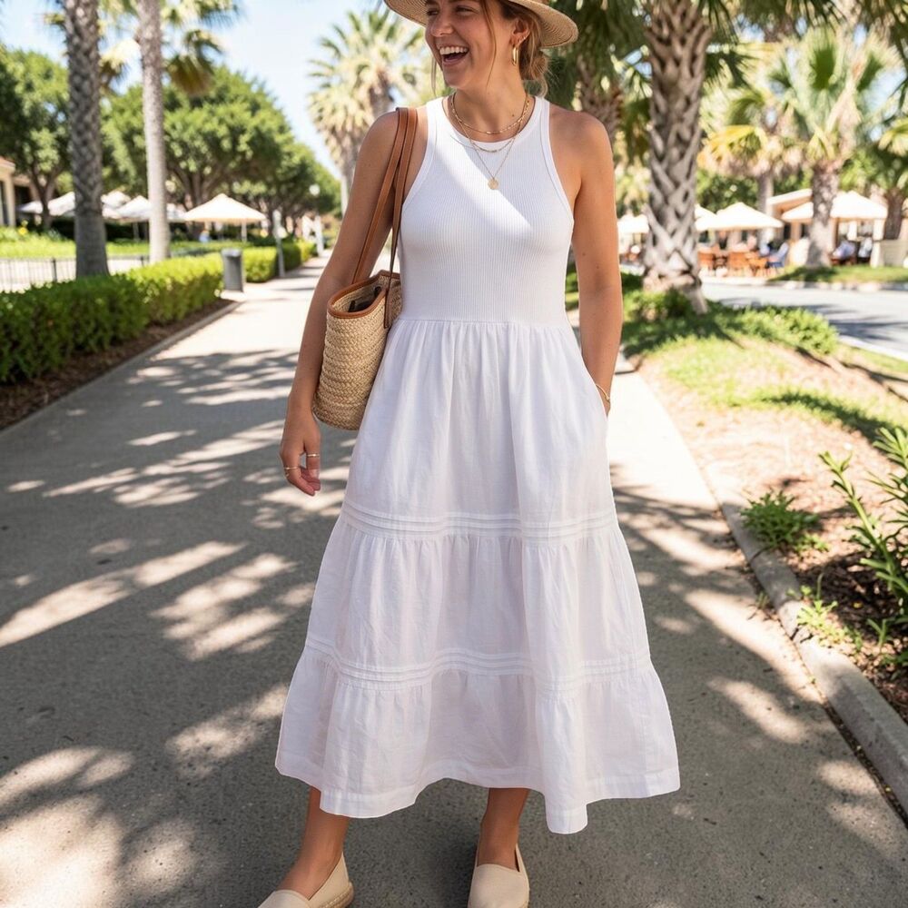 J. Crew Cottage Core Ethereal Anglecore Resortwear Maxi Tank Dress